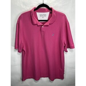 Nautica True Deck Shirt Mens XL‎ Classic Pink Polo Shirt Preppy Retro EUC